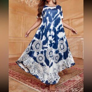 Plus size tie dye maxi dress